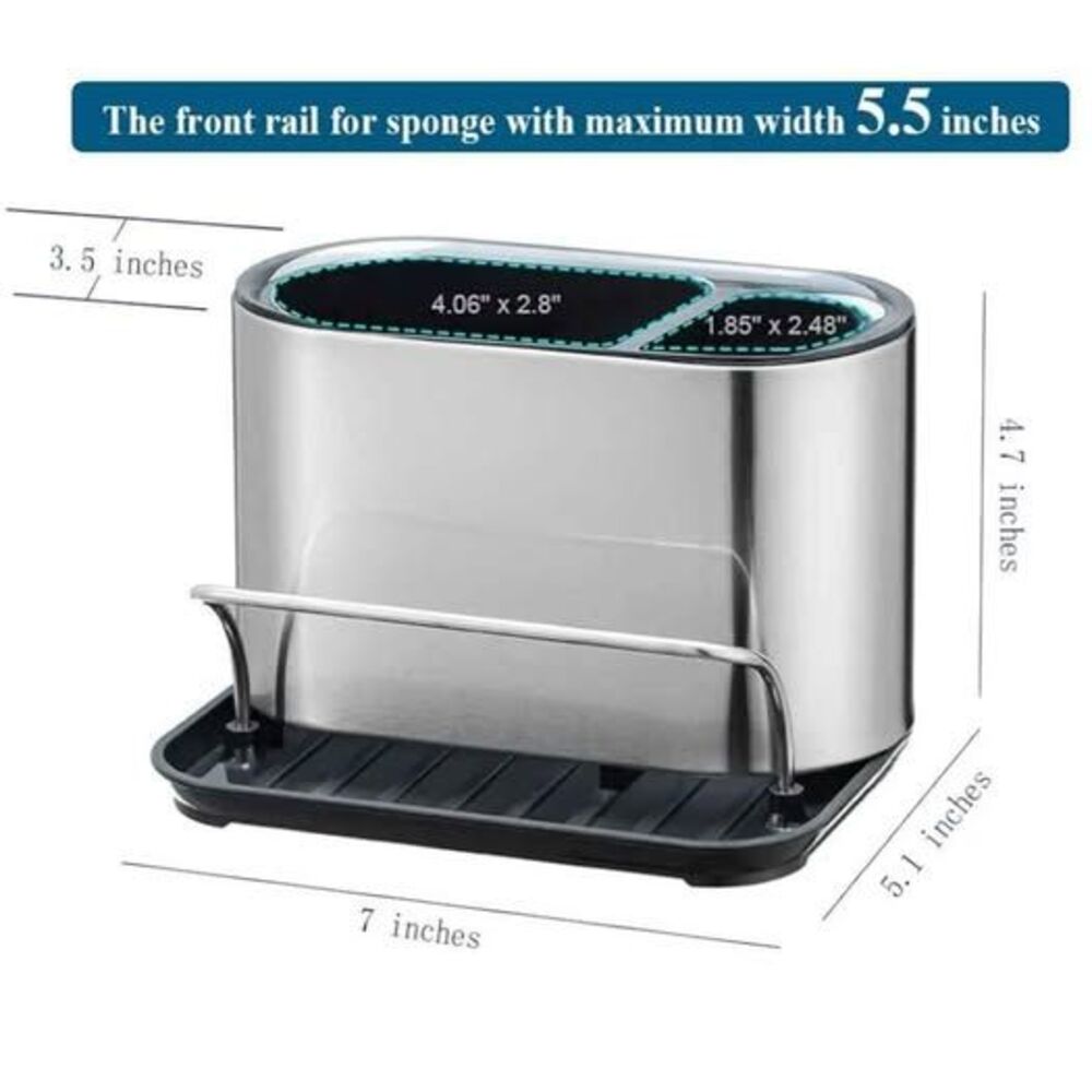 NEW Sink Sponge Holder Stainless Steel Sink Caddy Dish Brush Holder